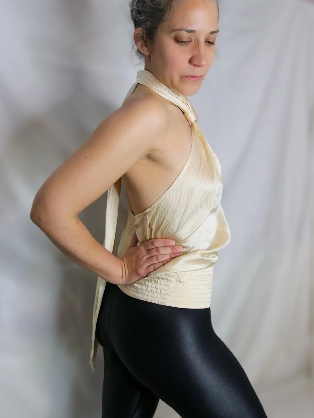 Vintage Tory Burch Silk Halter Top | Cream Knot Camisole | Sz 2
